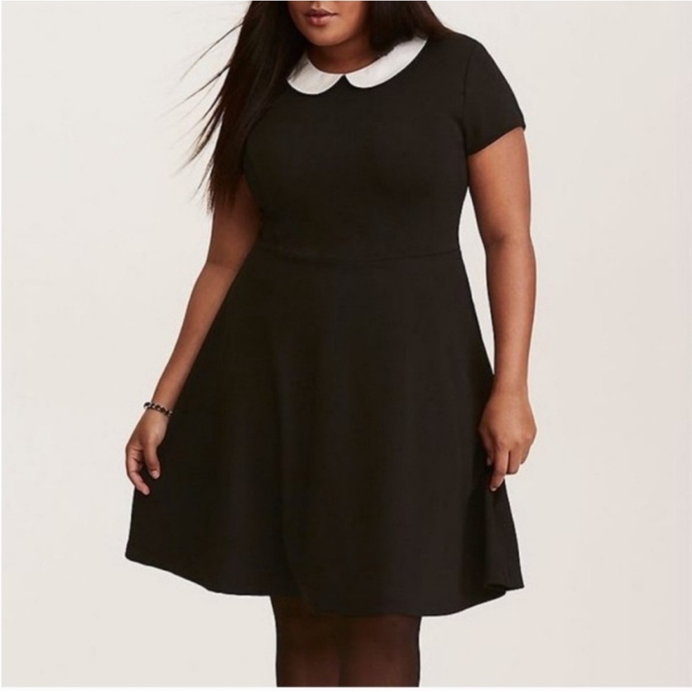 Torrid Black Dress White Peter Pan Collar 2x 18/20 plus size costume Wednesday - Picture 14 of 14